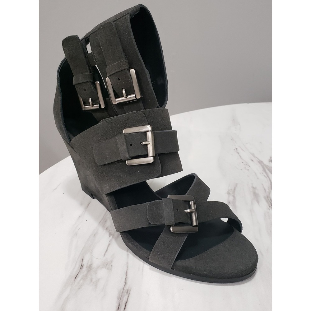 37 SURFACE TO AIR DUARTE V1 Suede Buckle CAGE Wedge Sandal GLADIATOR BLACK Y2K